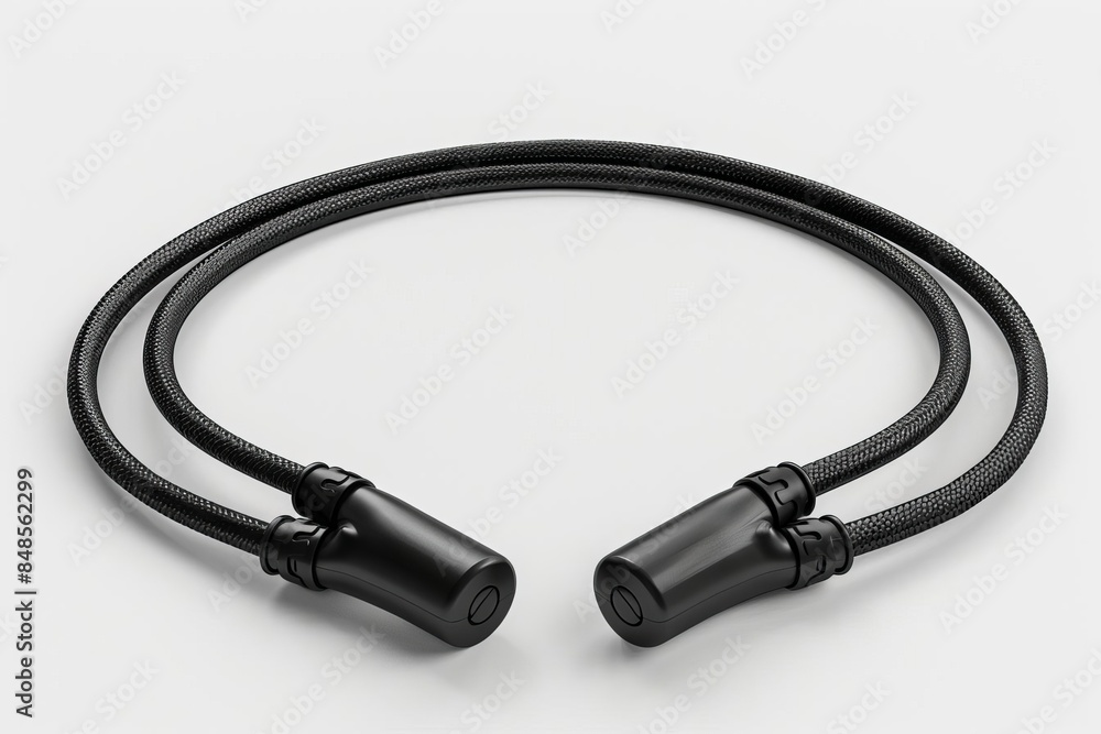 An adjustable speed jump rope with a sleek design, white background An adjustable speed jump rope with a sleek design, white background
