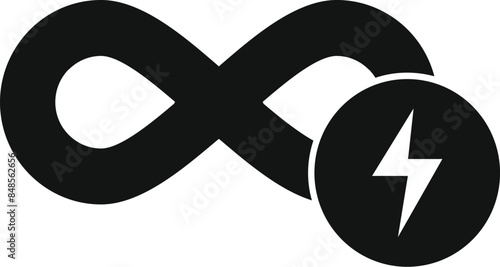 Black infinity symbol representing the concept of unlimited power supply