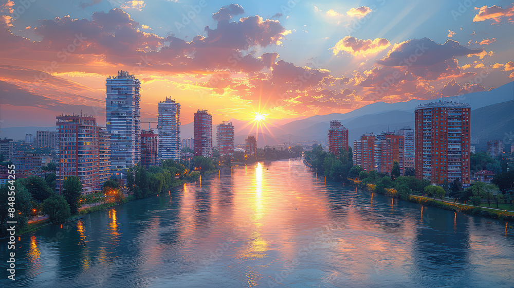 Fototapeta premium Skopje, North Macedonia created with Generative AI technology