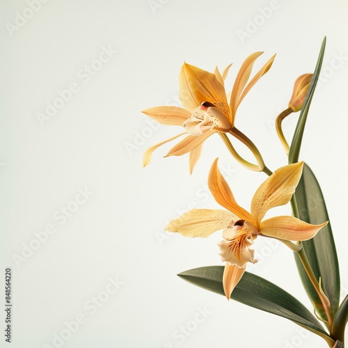 flower Photography, Phaius tankervilleae copy space on right, Isolated on white Background photo