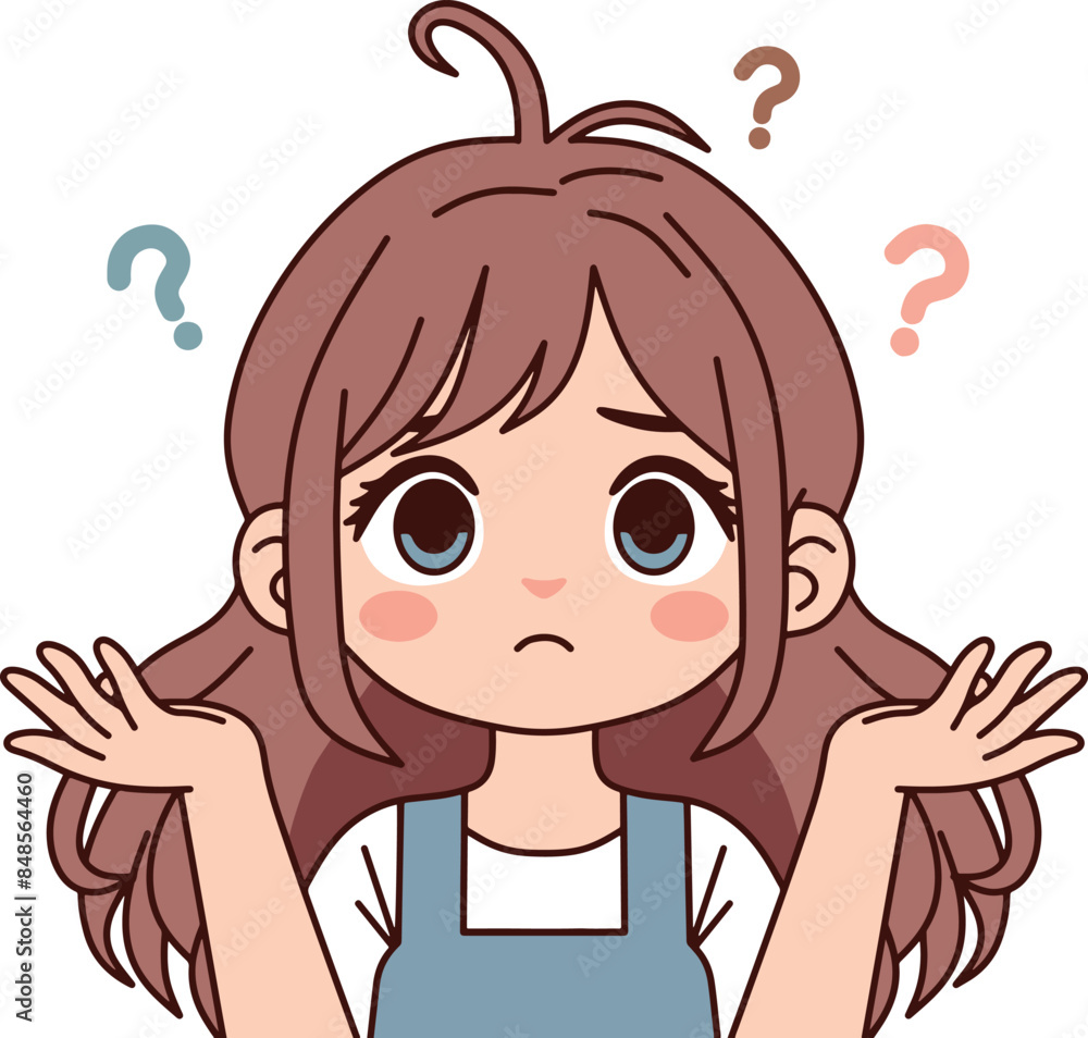 Young girl with question mark illustrations Young girl with question mark illustrations
