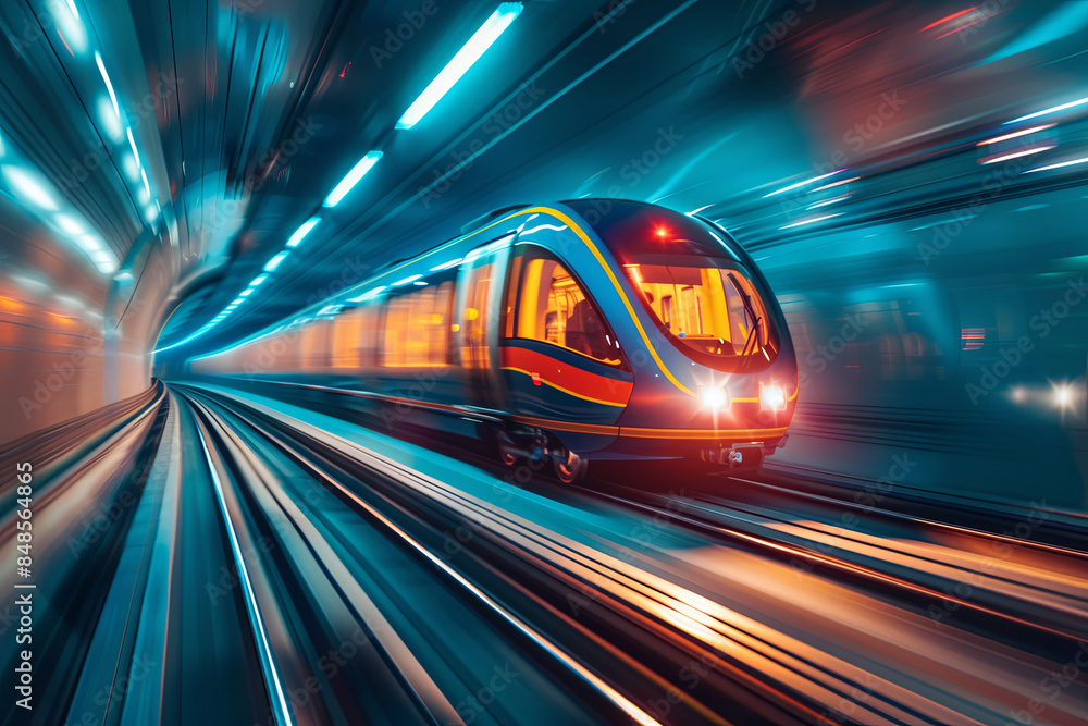 Fototapeta premium High-Speed Train in Motion