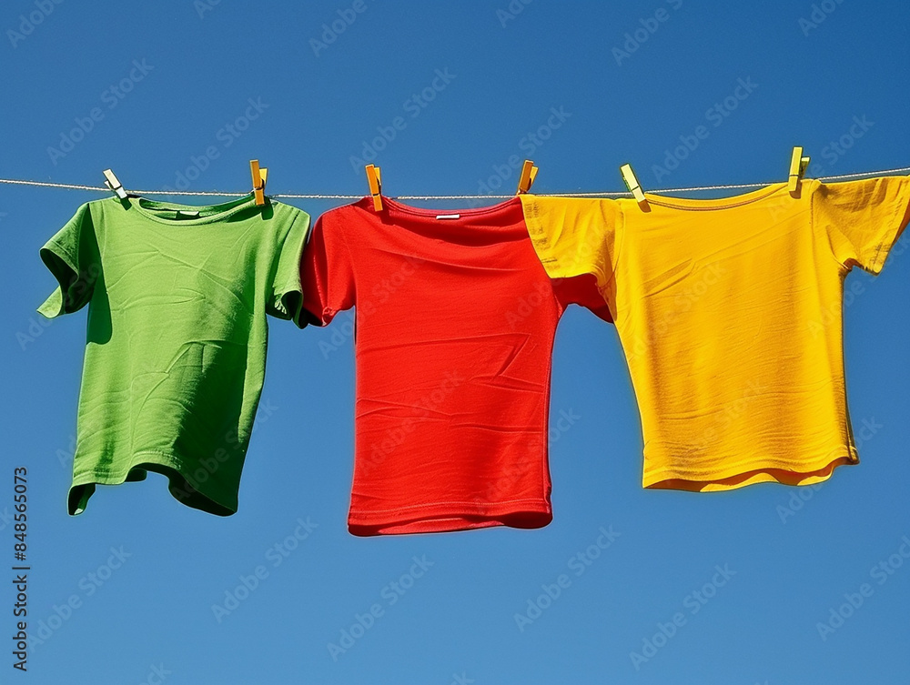 Photo of colorful clothes , garments drying at the day sunlight Photo of colorful clothes , garments drying at the day sunlight