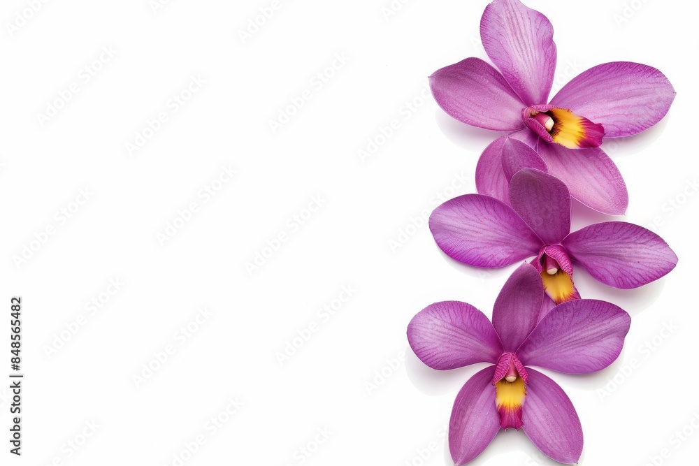 Obraz premium flower Photography, Spathoglottis plicata, copy space on right, Isolated on white Background