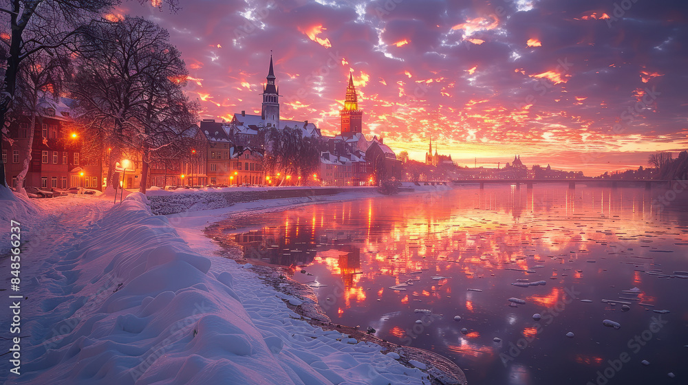 Obraz premium Tallinn, Estonia city skyline created with Generative AI technology