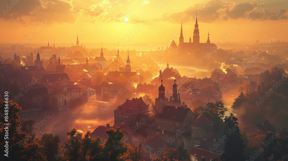 Naklejka premium Tallinn, Estonia city skyline created with Generative AI technology