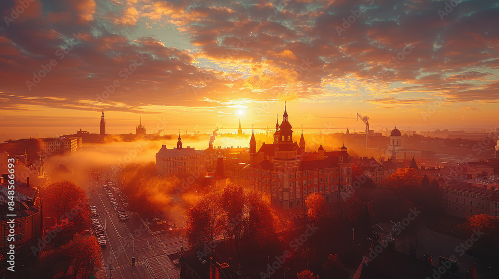 Naklejka premium Tallinn, Estonia city skyline created with Generative AI technology