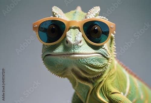 chameleon with glasess photo