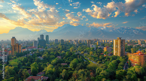 Tirana, Albania city skyline created with Generative AI technology