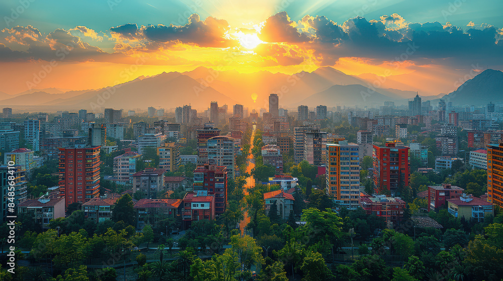 Obraz premium Tirana, Albania city skyline created with Generative AI technology