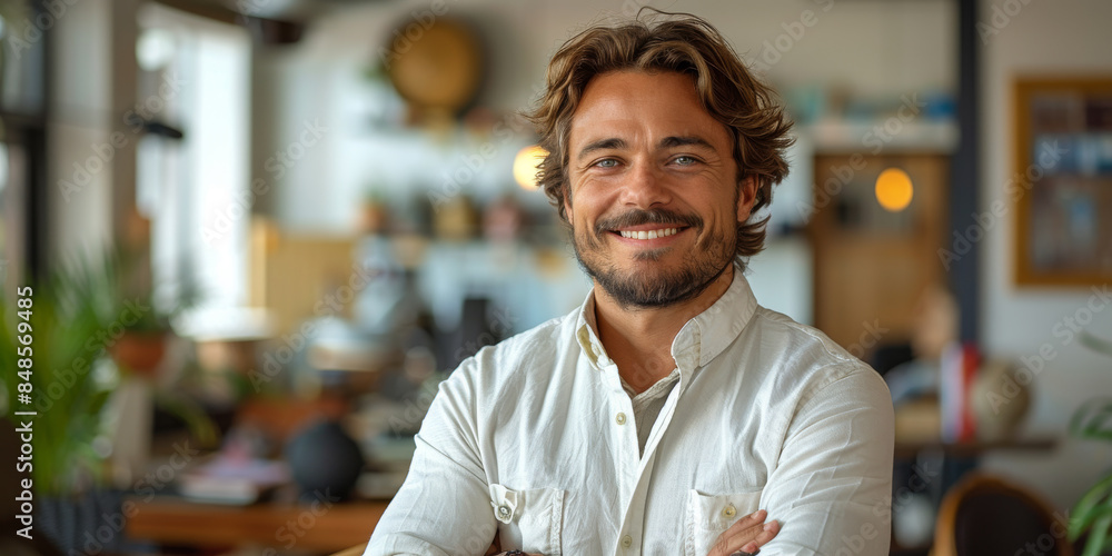 Obraz premium Smiling Confident Young Businessman Looking at Camera