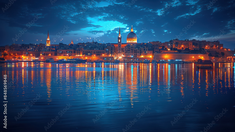 Fototapeta premium Valletta, Malta city skyline created with Generative AI technology