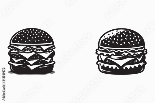 Best silhouette burger with a white background.mascot style files.