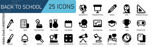 icon set glyph style .school theme icons.vector illustration.suitable for ui.
