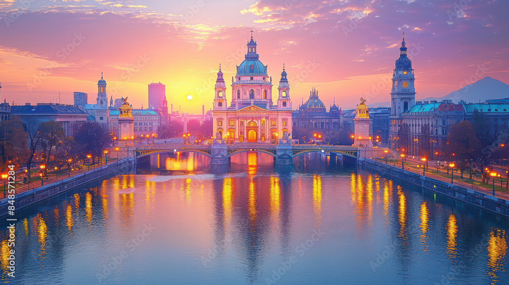 Fototapeta premium Vienna, Austria city skyline created with Generative AI technology