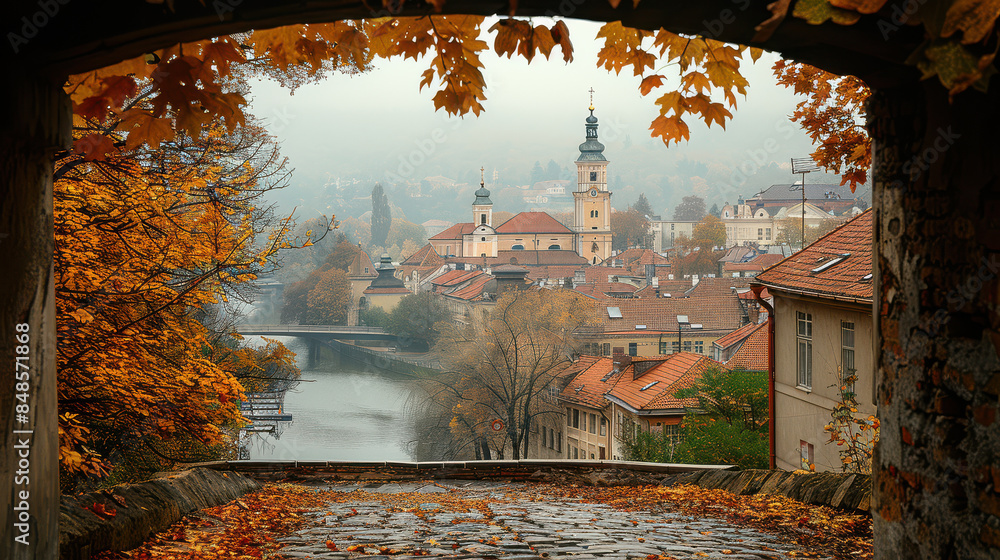 custom made wallpaper toronto digitalVilnius, Lithuania city skyline created with Generative AI technology