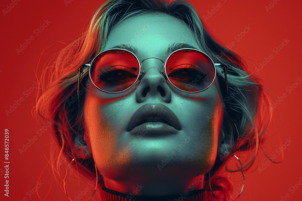 Retro Fashion Woman Wearing Trendy Sunglasses Retro Fashion Woman Wearing Trendy Sunglasses