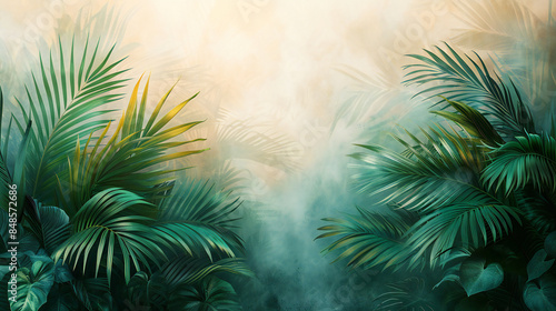 Vector Watercolor Palm Leaves for Summer