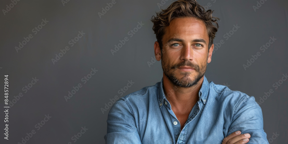 Handsome Smiling Business Man in Blue Shirt Handsome Smiling Business Man in Blue Shirt