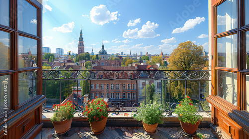 Warsaw, Poland city skyline created with Generative AI technology