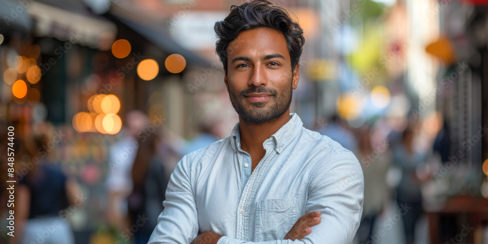 Fototapeta premium Happy Confident Wealthy Young Indian Business Man