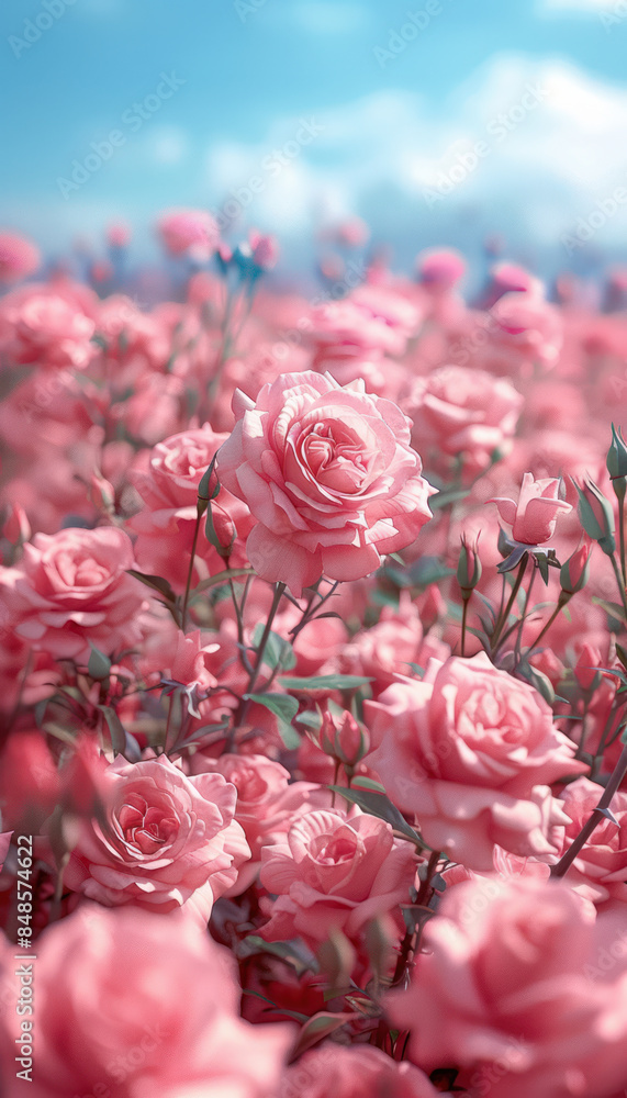 Enchanting Pink Rose Garden in Full Bloom Under a Clear Blue Sky A Mesmerizing Floral Wonderland Captured in Stunning Detail Enchanting Pink Rose Garden in Full Bloom Under a Clear Blue Sky A Mesmerizing Floral Wonderland Captured in Stunning Detail