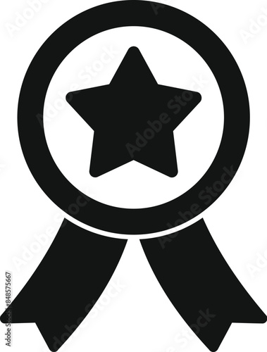 Simple black ribbon award with a star is a universal symbol of success