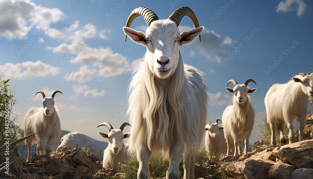 Fototapeta premium Image of a goat in the forest, generative ai