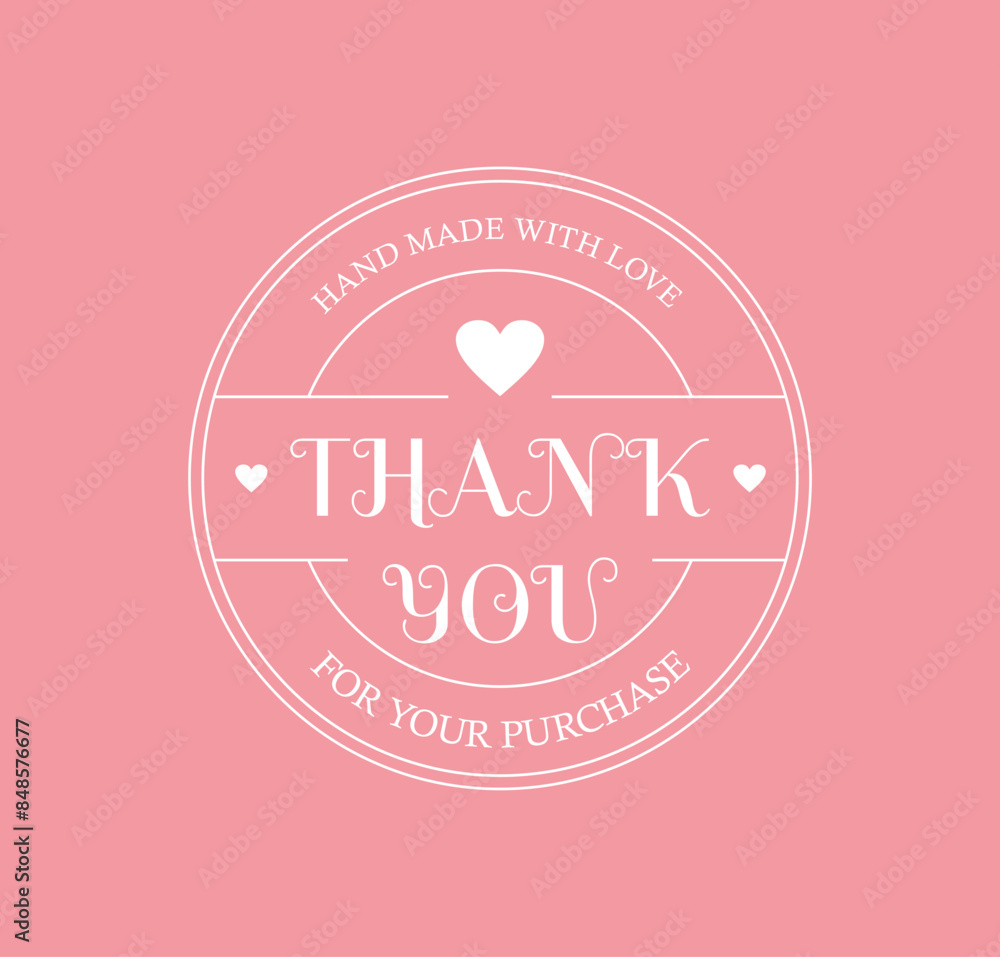 Round thank you sticker. Vector flat illustration. Round thank you sticker. Vector flat illustration.
