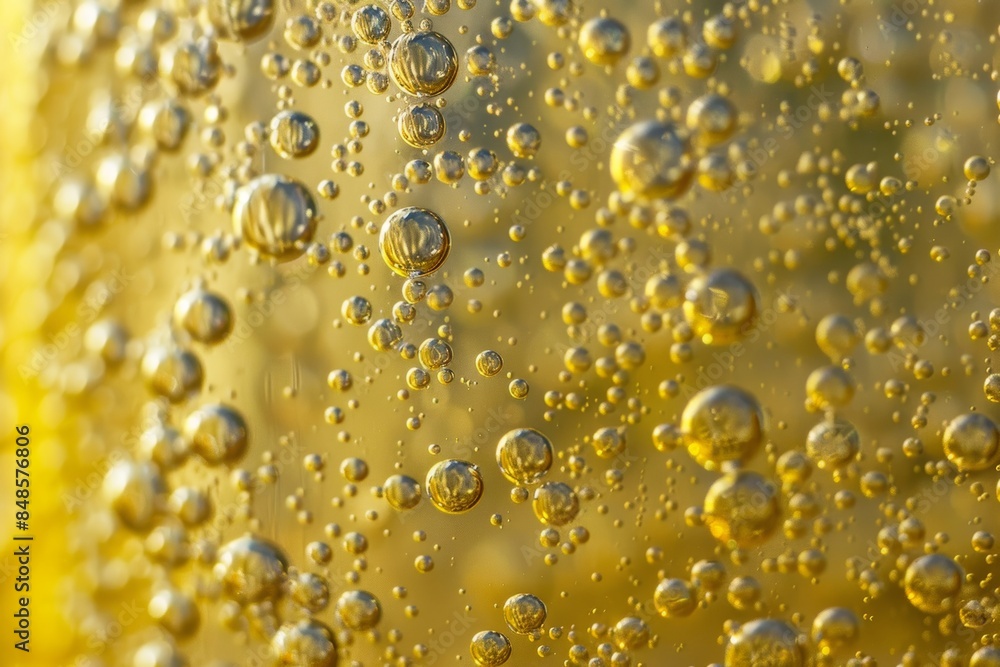 Macro shot of beer bubbles, showcasing the intricate and sparkling texture in golden hues. Macro shot of beer bubbles, showcasing the intricate and sparkling texture in golden hues.