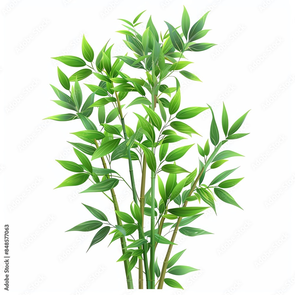 Fototapeta premium A bamboo plant clipart, house plant element, vector illustration, green, isolated on white background