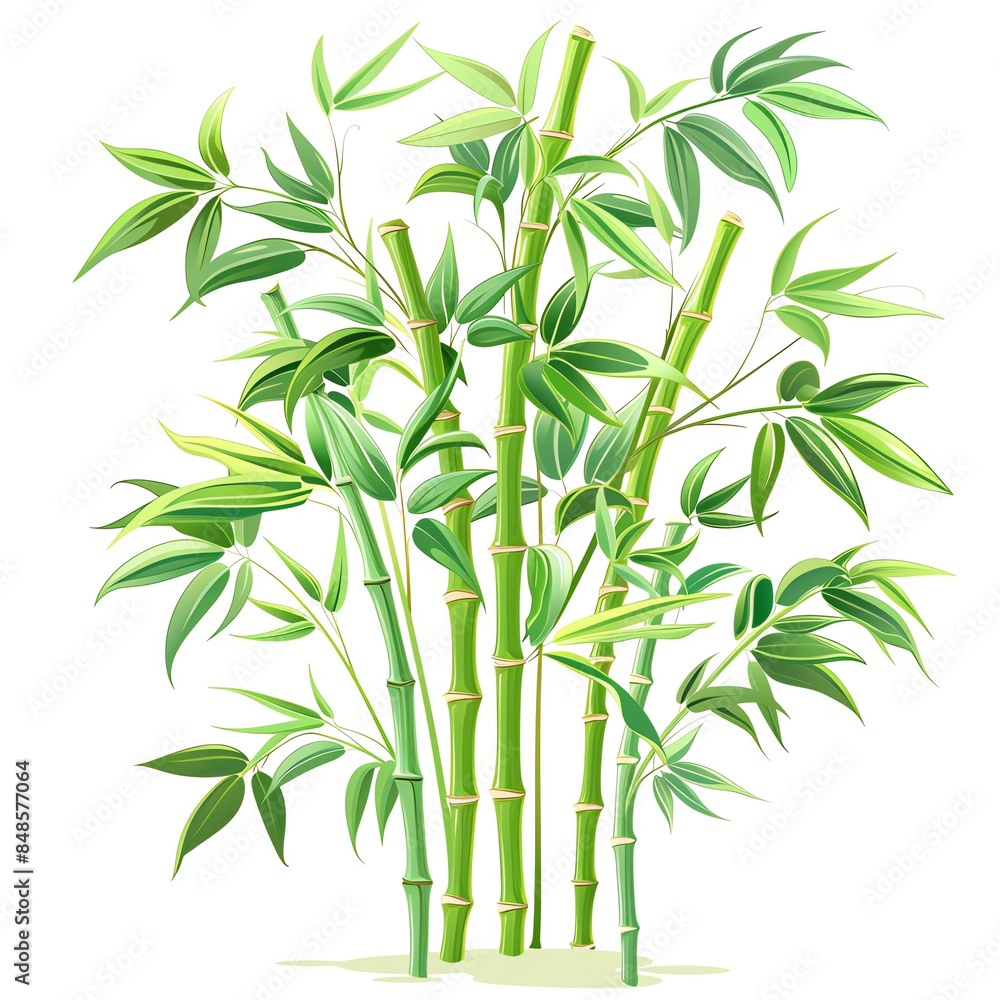 Obraz premium A bamboo plant clipart, house plant element, vector illustration, green, isolated on white background