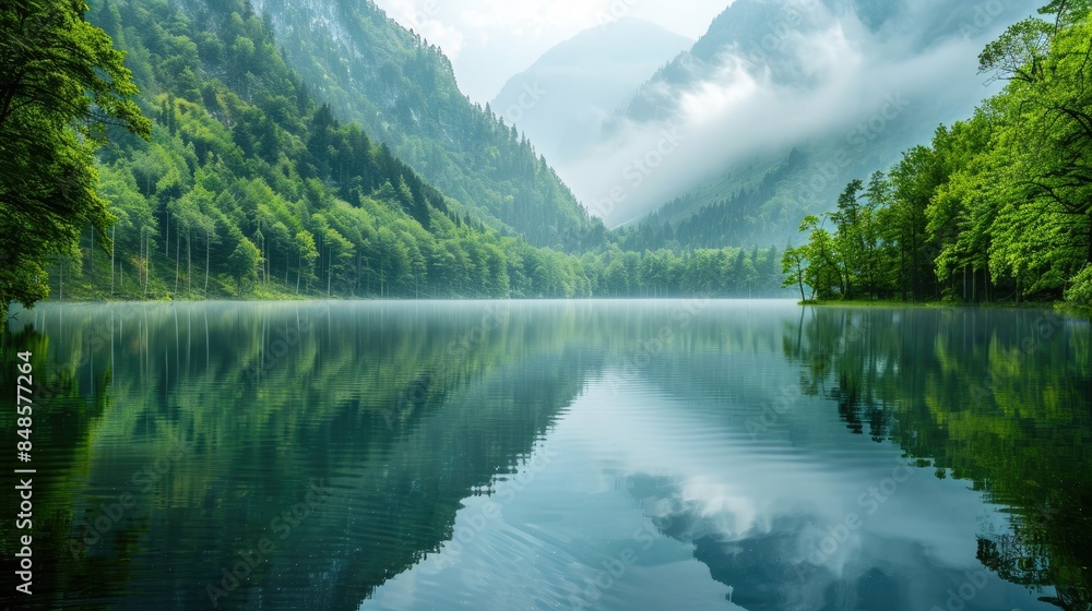 Naklejka premium Tranquility Reflected in Calm Waters