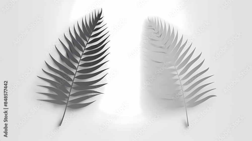 Realistic transparent shadow from a leaf of a palm tree on the white background. Tropical leaves shadow. Mockup with palm leaves shadow. Realistic transparent shadow from a leaf of a palm tree on the white background. Tropical leaves shadow. Mockup with palm leaves shadow.
