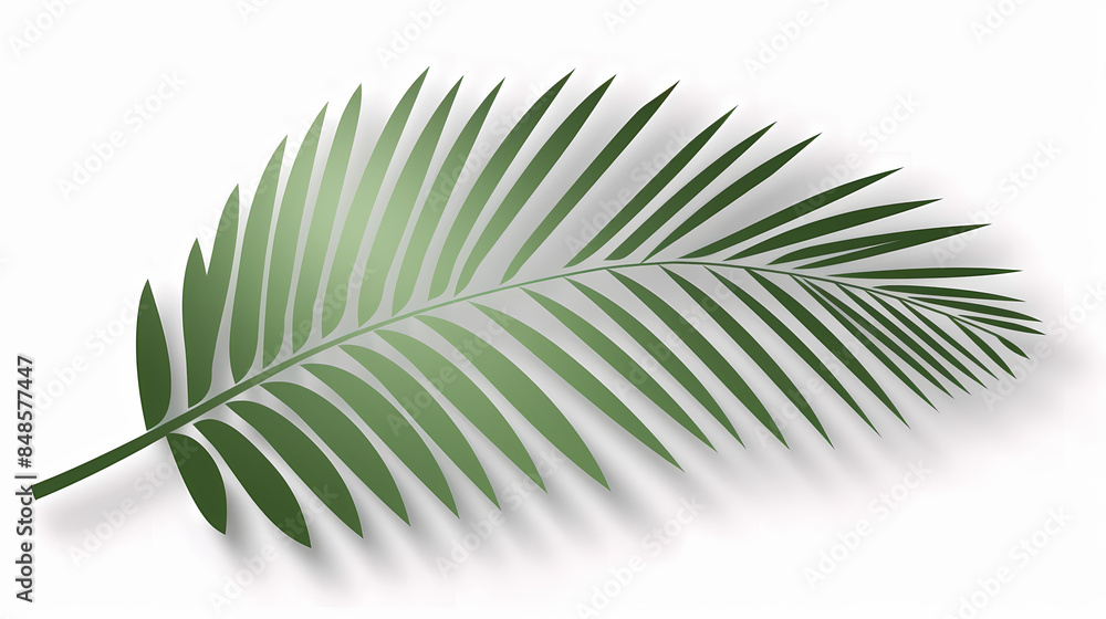 Fototapeta premium Realistic transparent shadow from a leaf of a palm tree on the white background. Tropical leaves shadow. Mockup with palm leaves shadow.