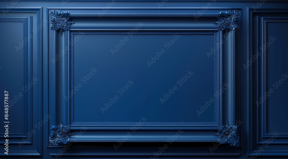 A blue framed picture with white background A blue framed picture with white background