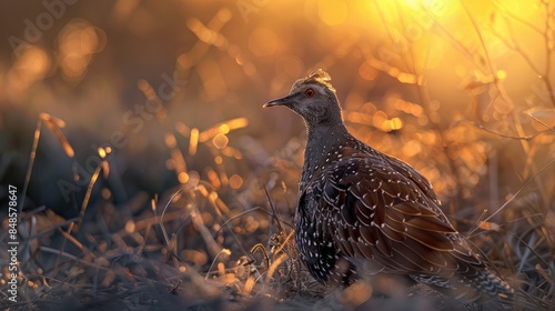 Grey Francolin at Dawn photo