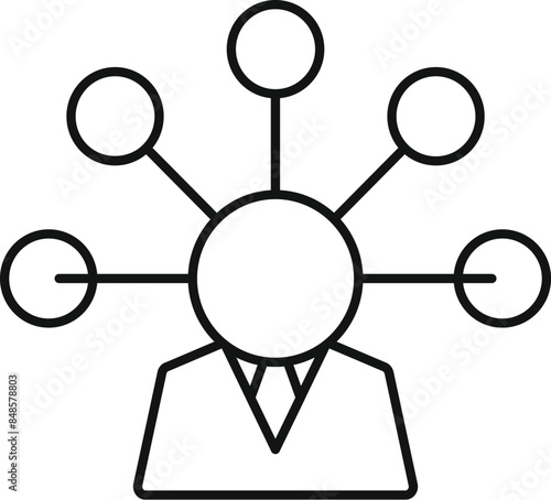 Simple icon of a businessman managing multitasking processes, perfect for topics like project management or efficiency