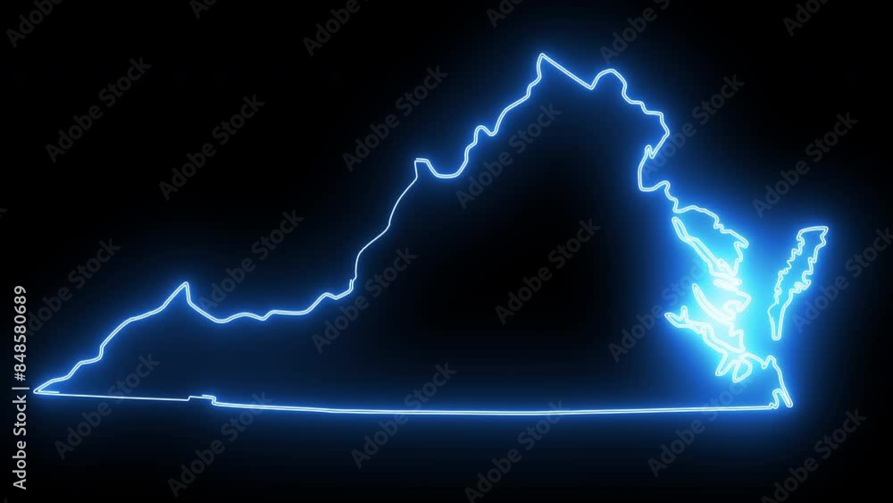 map of the state of Virginia in the united states with a blue glowing neon effect map of the state of Virginia in the united states with a blue glowing neon effect