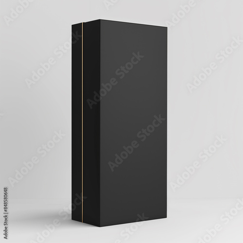 tall rectangle luxury black box mock up on white background