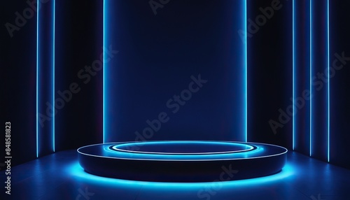 Modern Blue Stage Platform Product Display