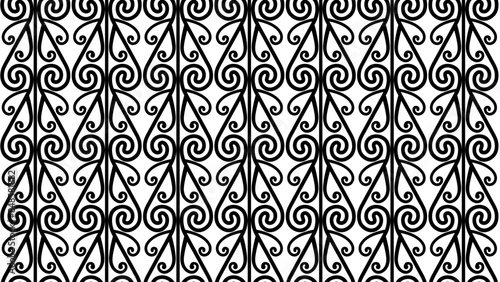 Seamless Traditional Maori Pattern with Koru or Silver Fern Fiddlehead Curves