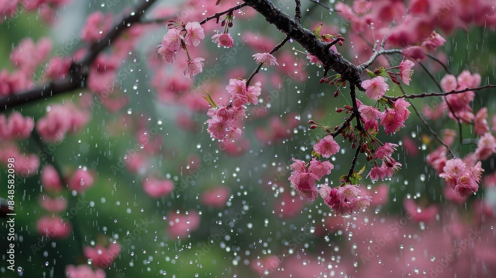 Obraz premium Sakura dampened by the rain