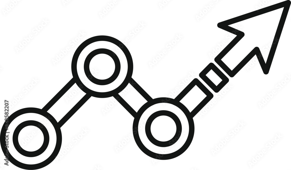 This line chart is showing positive growth with an upward arrow This line chart is showing positive growth with an upward arrow