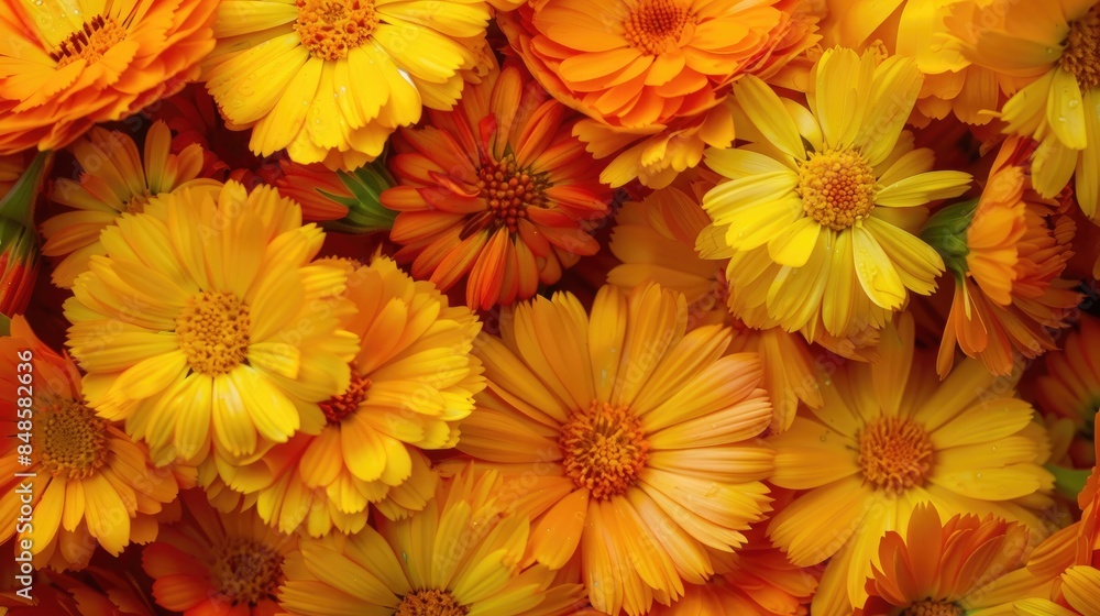 Bouquet of calendula flowers in shades of orange and yellow Bouquet of calendula flowers in shades of orange and yellow