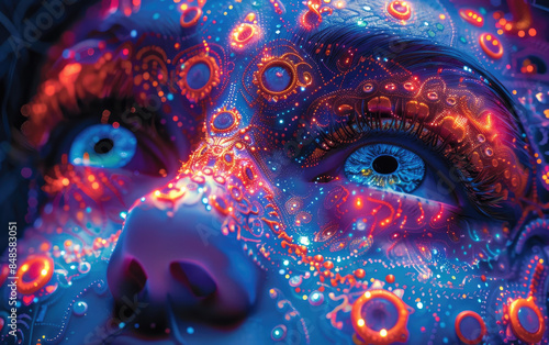 Indian with galaxy in the background