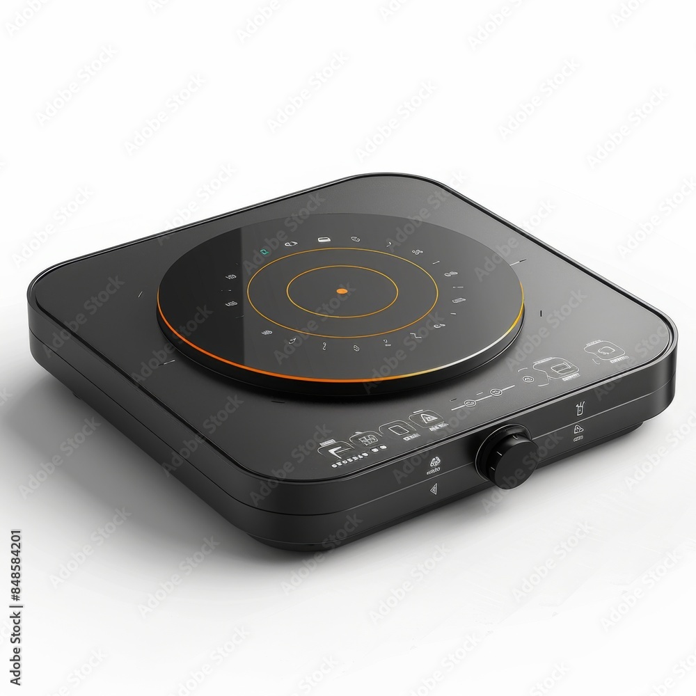 Portable induction hob with touchpad isolated on white background. Modern cooking technology. Portable induction hob with touchpad isolated on white background. Modern cooking technology.