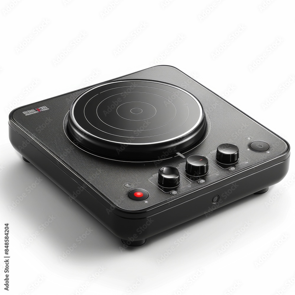 Fototapeta premium Portable induction hob with touchpad isolated on white background. Modern cooking technology.