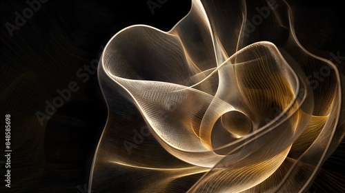 4. Against a backdrop of darkness, a striking 3D model presents the inner ear as a focal point, with the eardrum and cochlea illuminated in a subtle glow, inviting viewers to explore the mysteries of