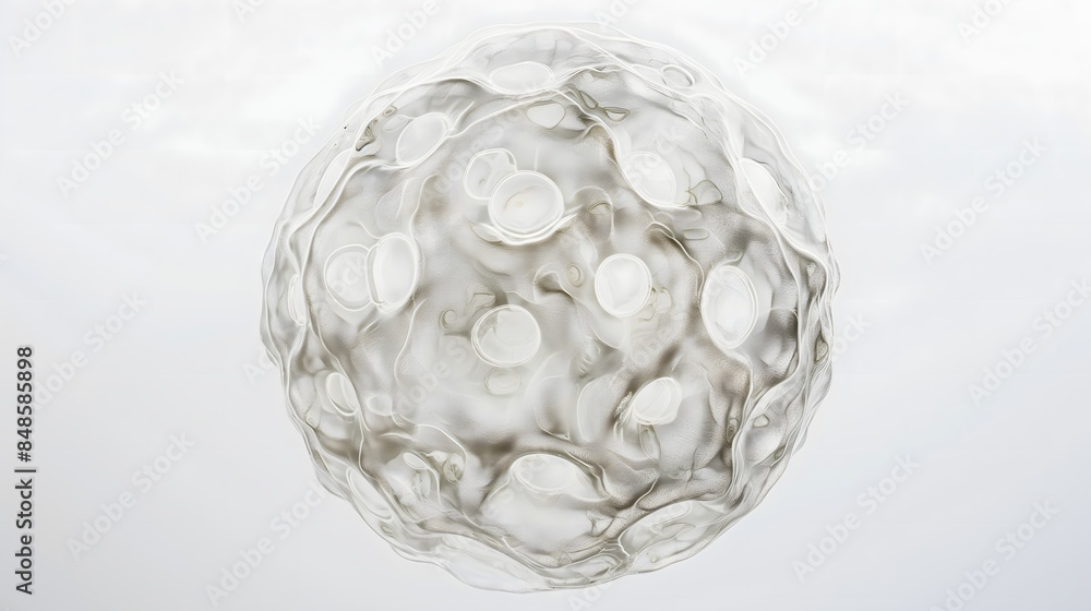 2. Against a clean white backdrop, a close-up view presents a human egg cell in exquisite detail, with its spherical shape and microscopic features highlighted, offering a glimpse into the remarkable 2. Against a clean white backdrop, a close-up view presents a human egg cell in exquisite detail, with its spherical shape and microscopic features highlighted, offering a glimpse into the remarkable